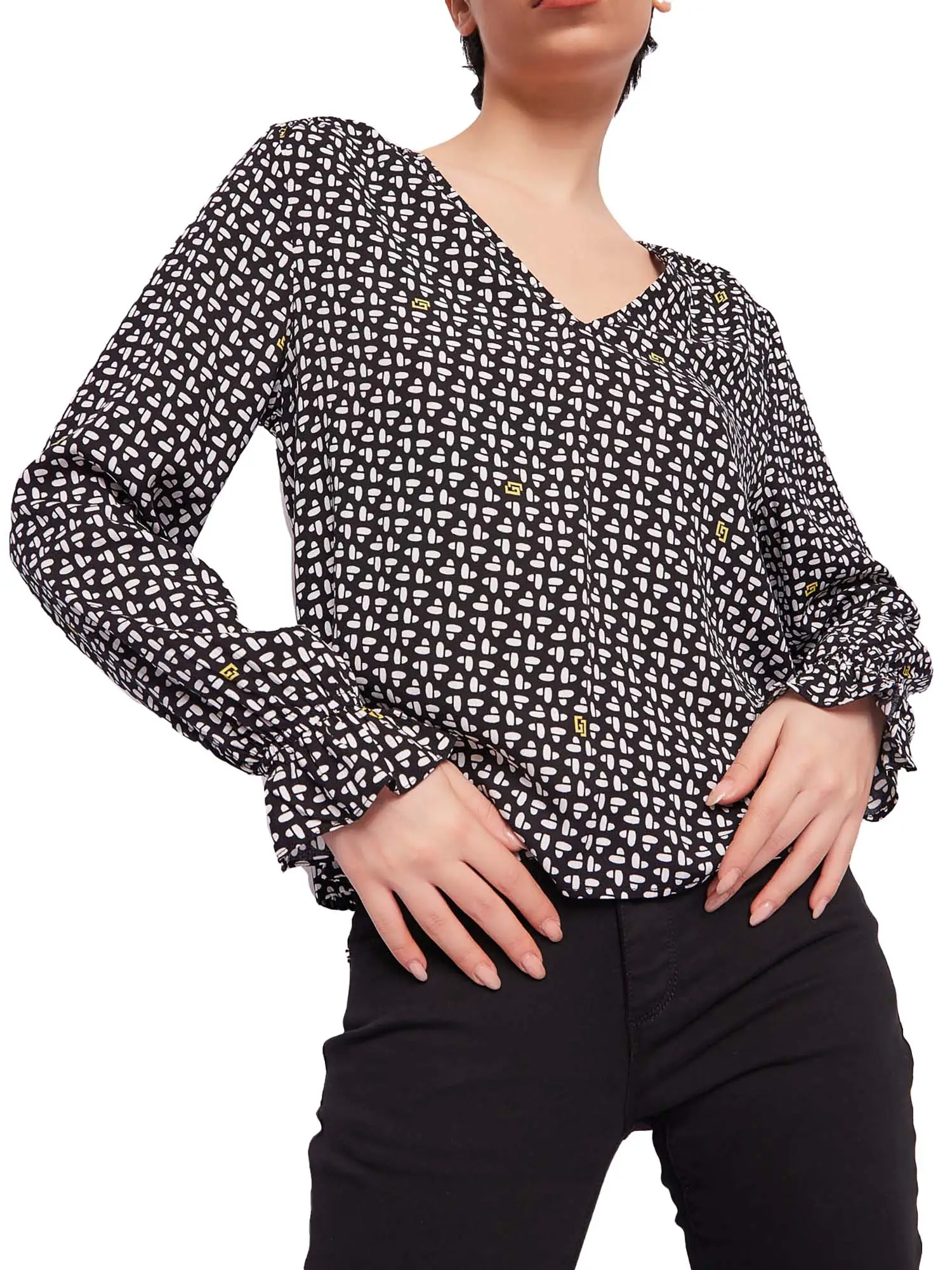 BLUSA DONNA - GAUDI JEANS - 421BD45004 - NERO/BIANCO, 46