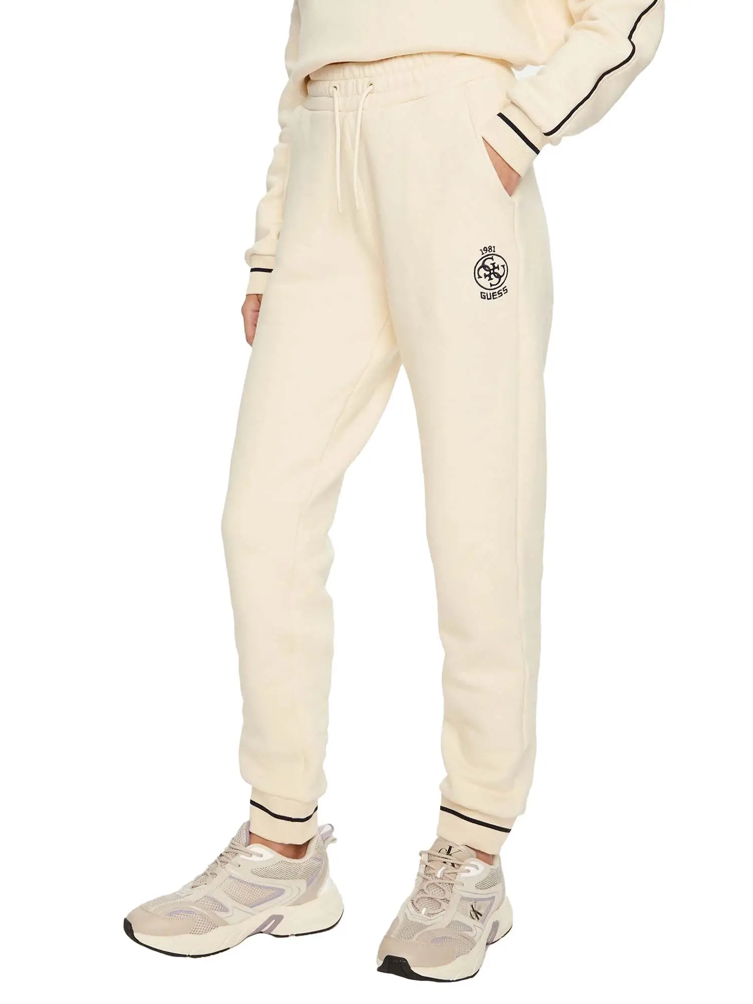 PANTALONE TUTA DONNA - GUESS ATHLEISURE - V4BB06 KCHU1 - CREMA, XS