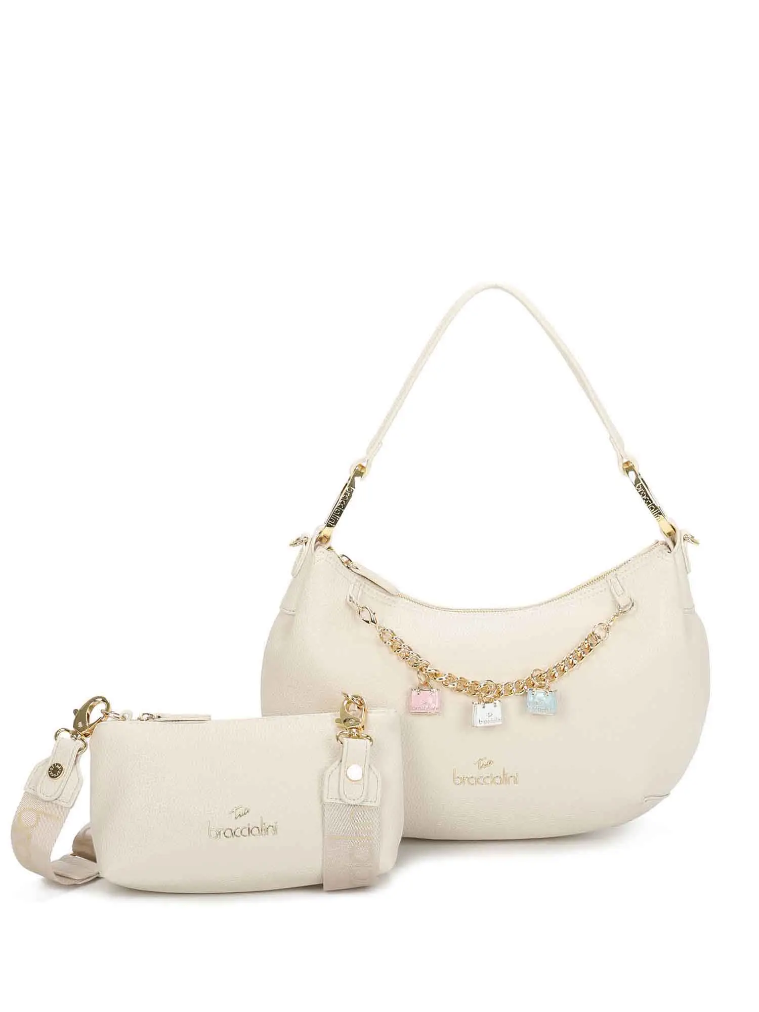 BORSA A SPALLA DONNA - BRACCIALINI - B18192-YY - BEIGE, UNICA