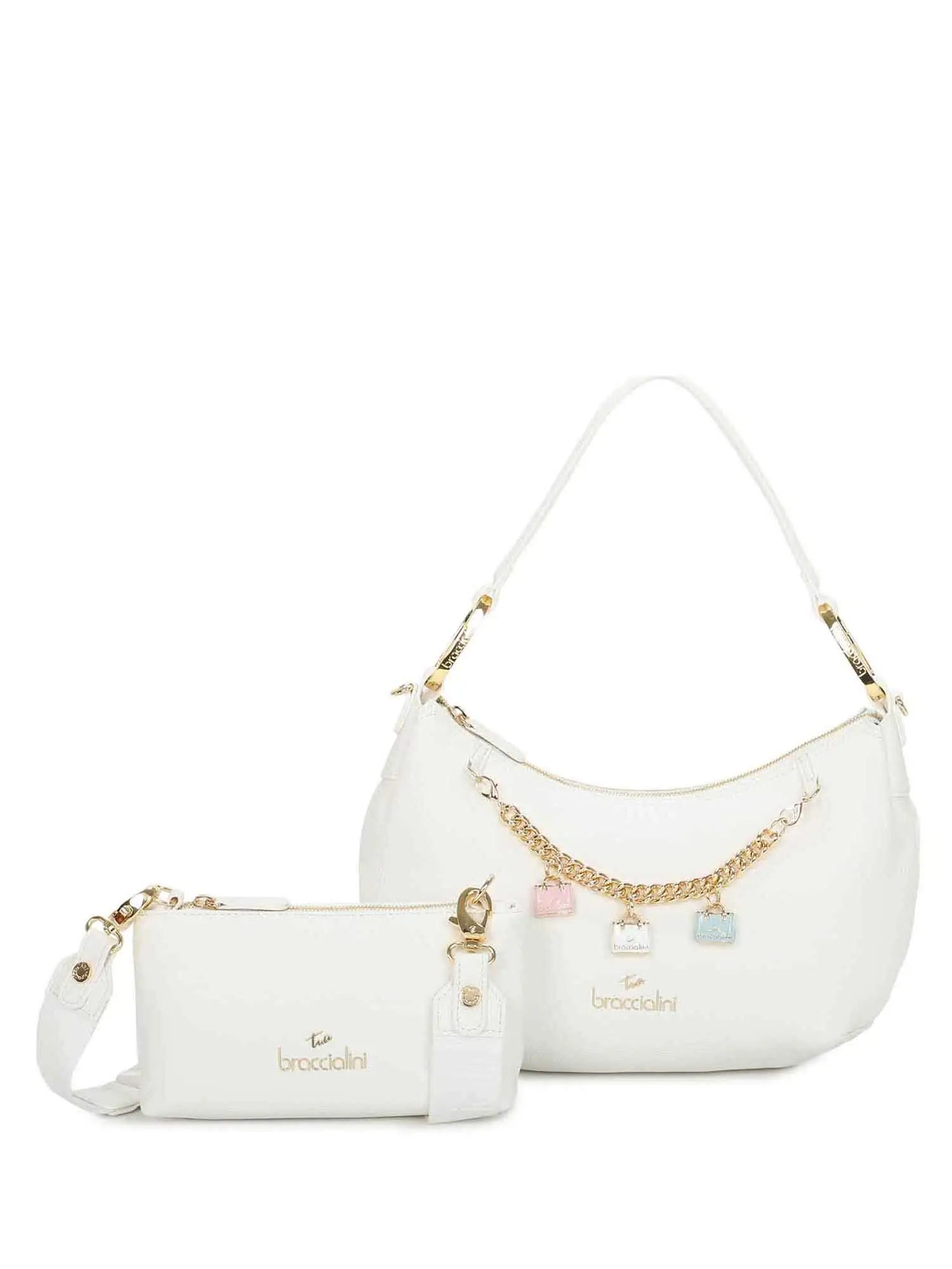 BORSA A SPALLA DONNA - BRACCIALINI - B18192-YY - BIANCO, UNICA