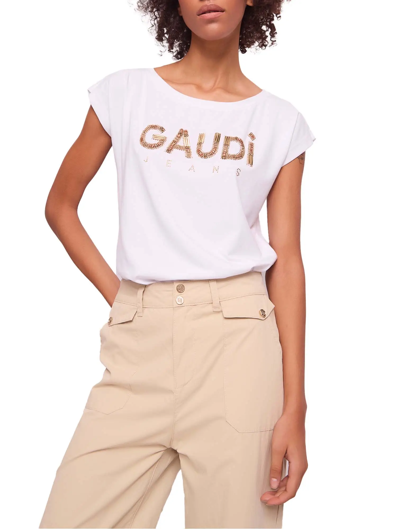 T-SHIRT DONNA - GAUDI JEANS - 511BD64025 - BIANCO, S