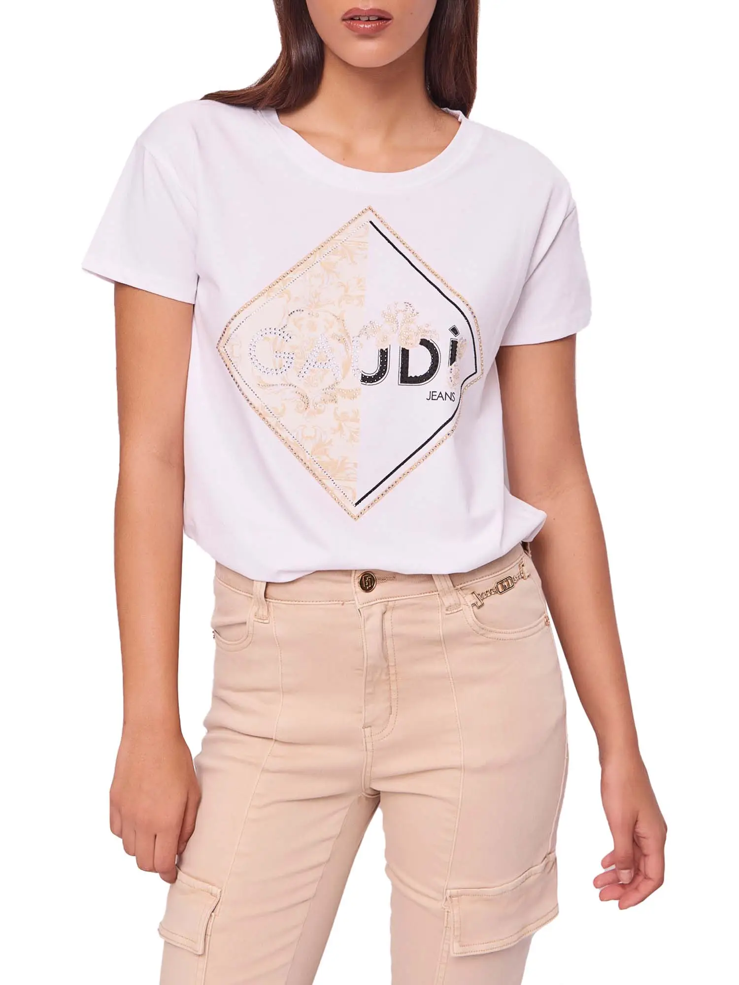 T-SHIRT DONNA - GAUDI JEANS - 511BD64039 - BIANCO, L